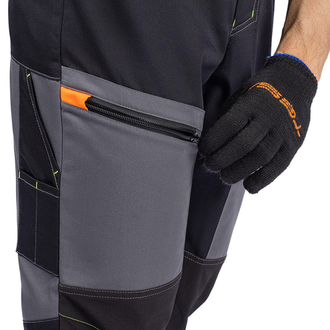 Костюм КОНДА (куртка/брюки), т-серый/оранжевый/черный, тк.смесовая, муж.