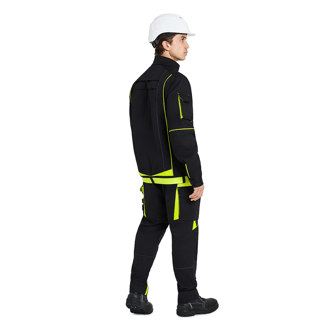 Костюм НАРМАДА (куртка/брюки) черный/лайм, тк.смесовая, муж.