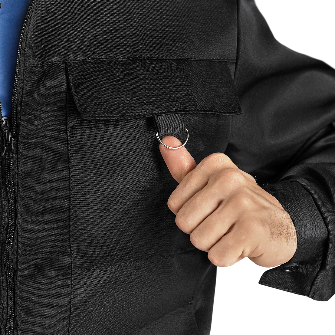 Костюм Охранник летний (куртка/брюки) черный, тк.смесовая, ВО, муж.