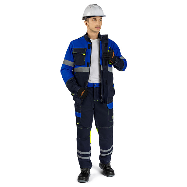 Куртка МастАнтистат, т-синий/василек/лайм, тк. смесовая, муж.