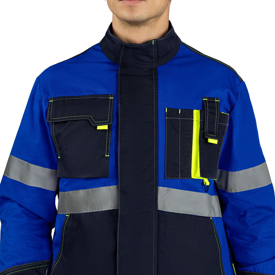 Куртка МастАнтистат, т-синий/василек/лайм, тк. смесовая, муж.