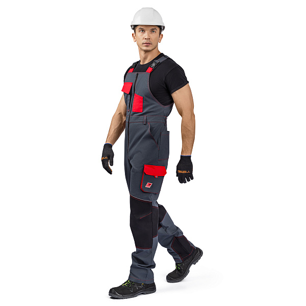 Полукомбинезон РЕЙН, т-серый/черный/красный, тк.смесовая, муж.