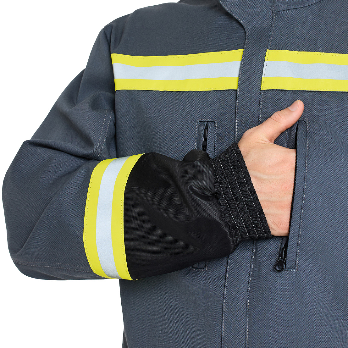 Костюм МастОйл (куртка/брюки) 1кл.защиты, серый/чёрный, тк.смесовая, муж. 