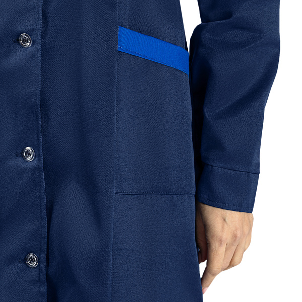 Халат ИТР, тк. смесовая, жен., т.-синий/василек