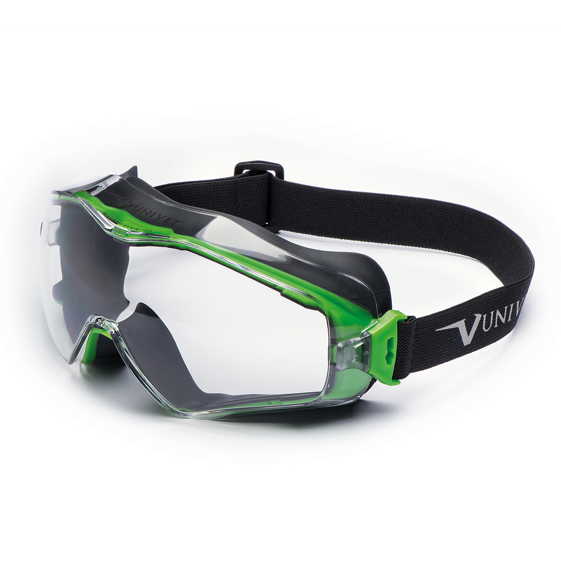 Очки закрытые Univet 6X3.00.00.00, прозрачная линза, непрям. вент, (РС),ТПЭ обтюр, KN 