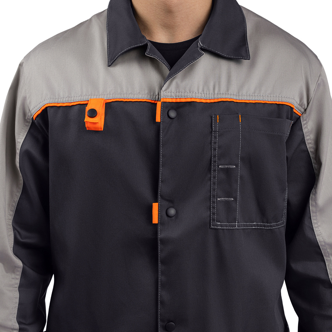 Халат ДОН, тк.смесовая, т-серый/св-серый/оранжевый, муж.