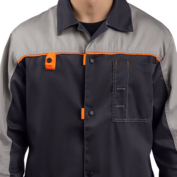 Халат ДОН, тк.смесовая, т-серый/св-серый/оранжевый, муж.