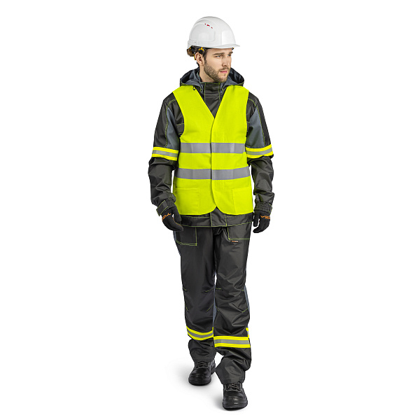 Жилет сигнальный огнестойкий ТЕРМОСИЛА, мод.CF2, 2кл.защиты, флуор. лимонный, тк.смесовая с ОП