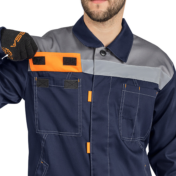 Костюм ДОН (куртка/брюки) т-синий/серый/оранжевый, тк.смесовая, муж.