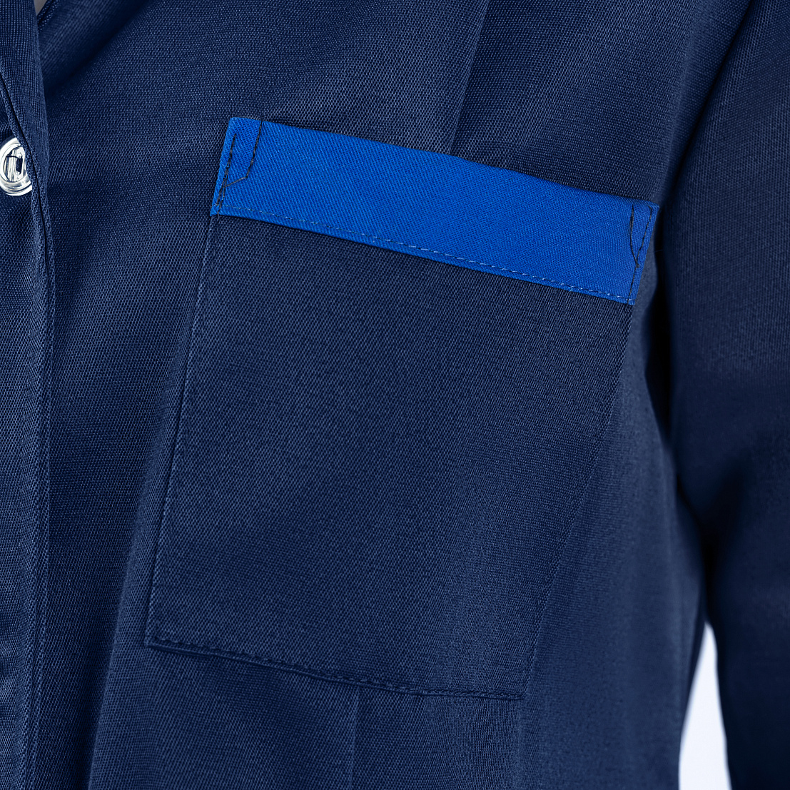 Халат ИТР, тк. смесовая, жен., т.-синий/василек