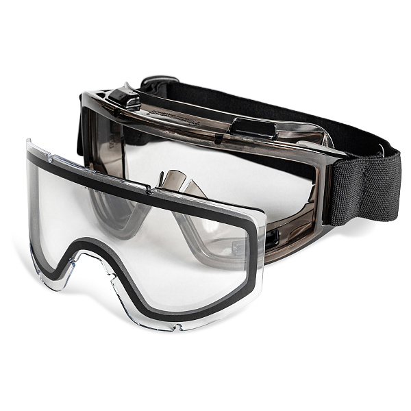 Очки закрытые Ампаро ПРЕМИУМ, двойные, прозрачная линза, непрям. вент, KN, (AF-AS), 2132 (222451)