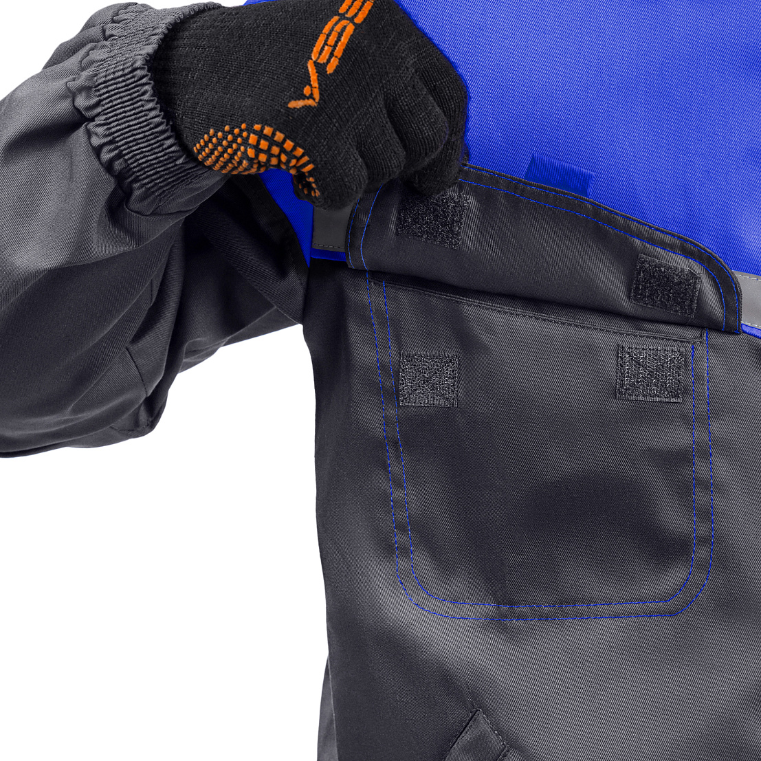 Костюм ЕНИСЕЙ (куртка/брюки) т-серый/василек, тк.смесовая, муж.