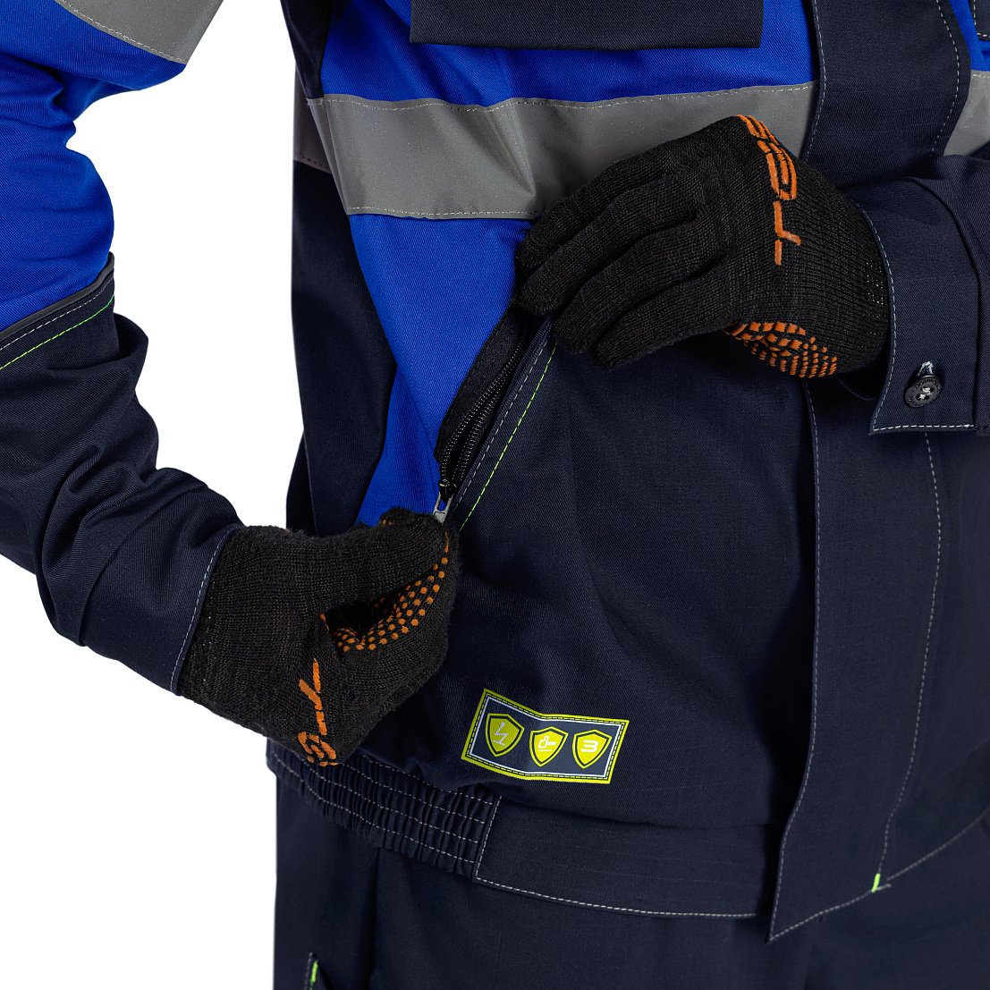 Куртка МастАнтистат, т-синий/василек/лайм, тк. смесовая, муж.