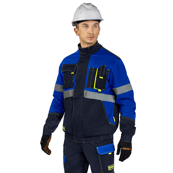 Куртка МастАнтистат, т-синий/василек/лайм, тк. смесовая, муж.