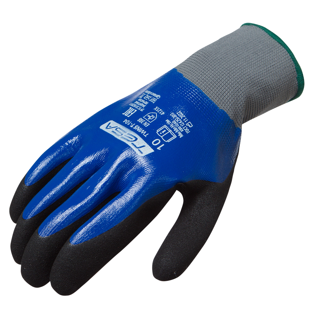 Перчатки TESA TWINS T-104, нитрил, полное покрытие, трикотажная манжета