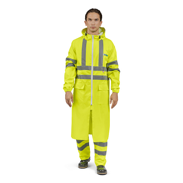 Плащ влагозащитный сигнальный повышенной видимости Экстра Вижн лимонный