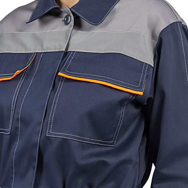 Костюм ДОН (куртка/брюки) т-синий/серый/оранжевый, тк.смесовая, жен.