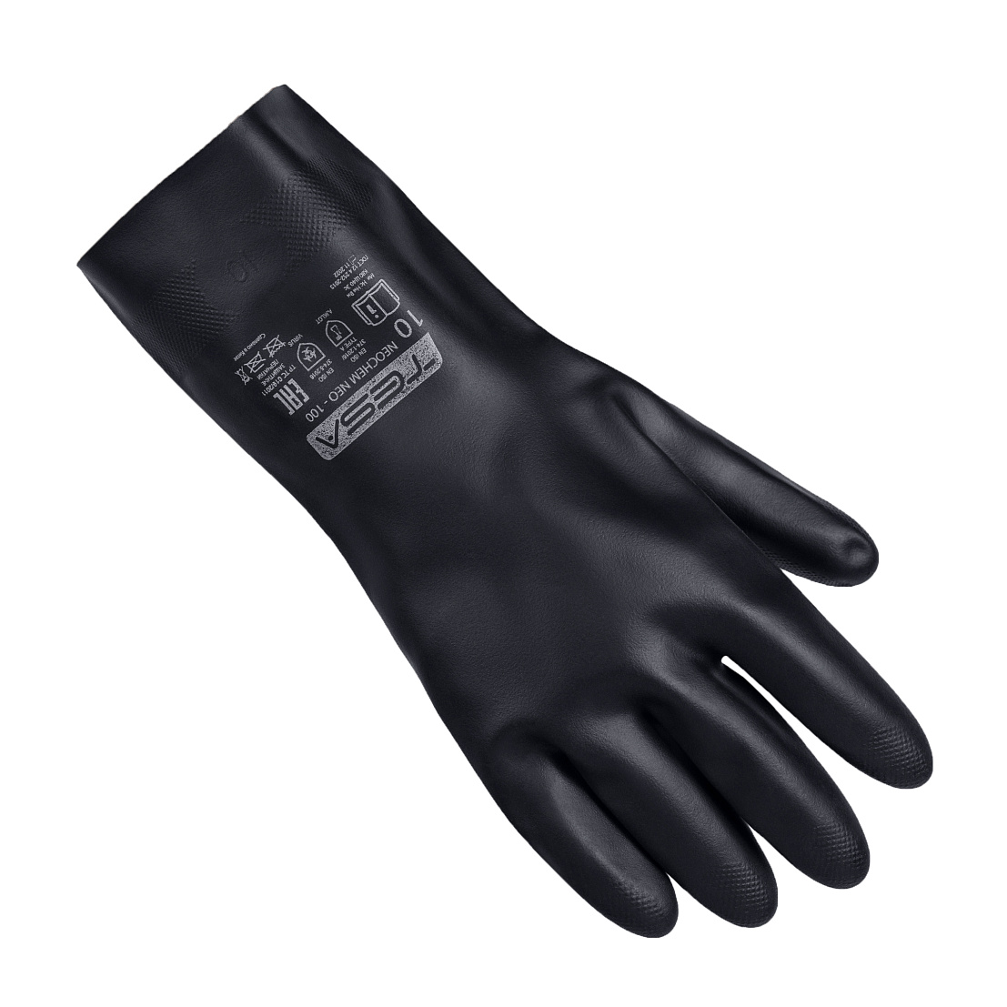 Перчатки TESA NEOCHEM NEO-100, неопрен с хлопковым напылением, черный