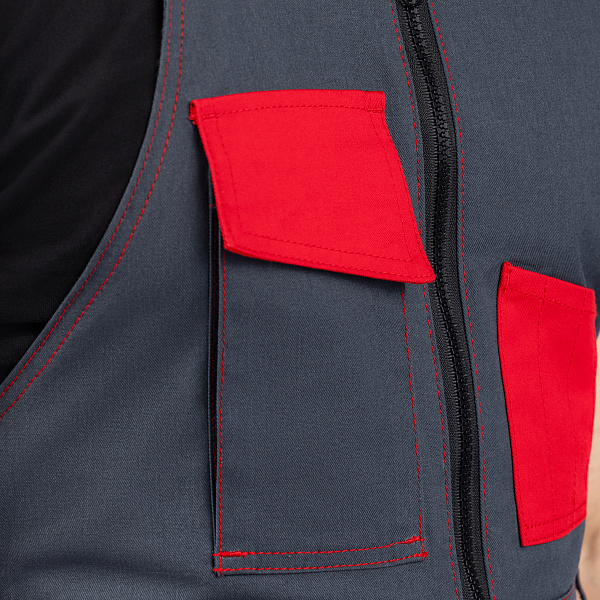 Полукомбинезон РЕЙН, т-серый/черный/красный, тк.смесовая, муж.