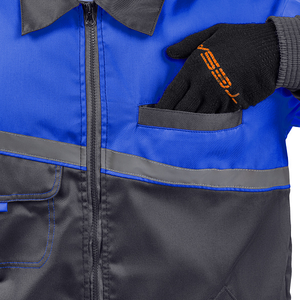 Костюм ЕНИСЕЙ (куртка/брюки) т-серый/василек, тк.смесовая, муж.