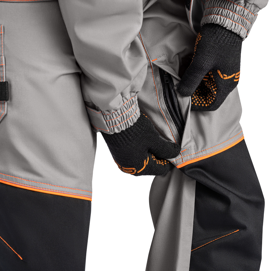 Костюм АРАКС (куртка/брюки) св-серый/черный/оранжевый,тк.смесовая, муж.