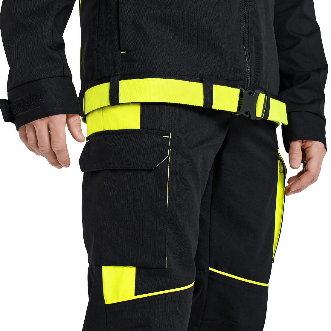 Костюм НАРМАДА (куртка/брюки) черный/лайм, тк.смесовая, муж.