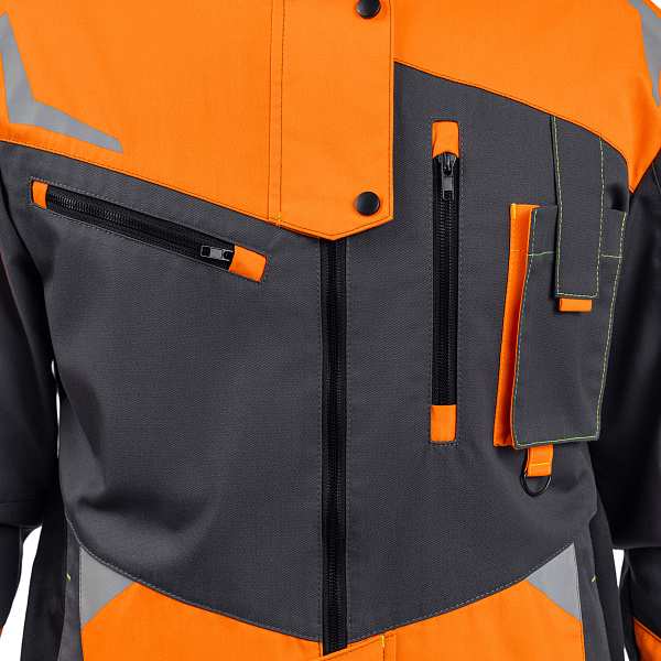 Костюм КОНДА (куртка/брюки), т-серый/оранжевый/черный, тк.смесовая, муж.