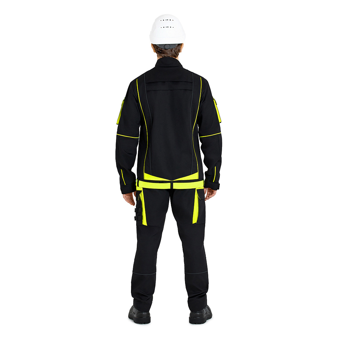 Костюм НАРМАДА (куртка/брюки) черный/лайм, тк.смесовая, муж.