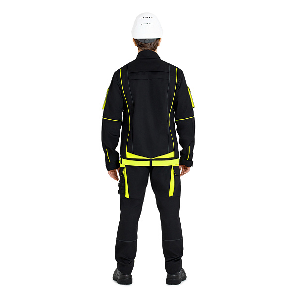 Костюм НАРМАДА (куртка/брюки) черный/лайм, тк.смесовая, муж.