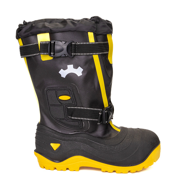 Сапоги комбинированные утепленные арт.А-204 КП КС ПУ/ТПУ, черный/желтый