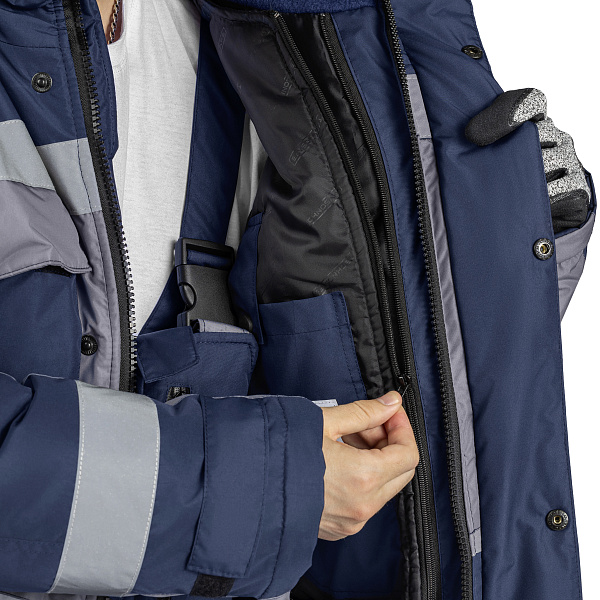 Куртка ФРЕЙЗЕР утеплен. Тн 3.4 (IV и «особый» кл. пояс), т-синий/серый, муж.