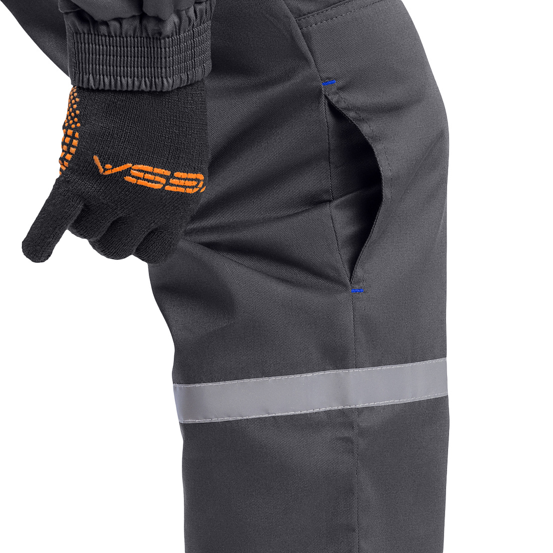 Костюм ЕНИСЕЙ (куртка/брюки) т-серый/василек, тк.смесовая, муж.