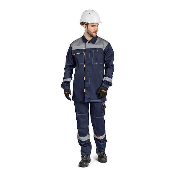 Костюм ДОН (куртка/брюки) т-синий/серый/оранжевый, тк.смесовая, муж.