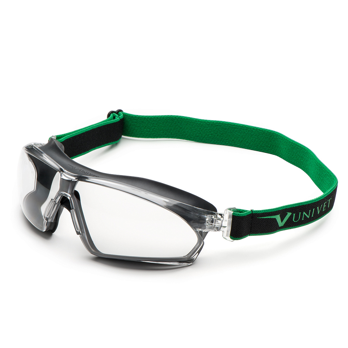 Очки закрытые Univet 625.03.00.00, прозрачная линза, непрям. вент, (РС), ТПЭ обтюр, KN  