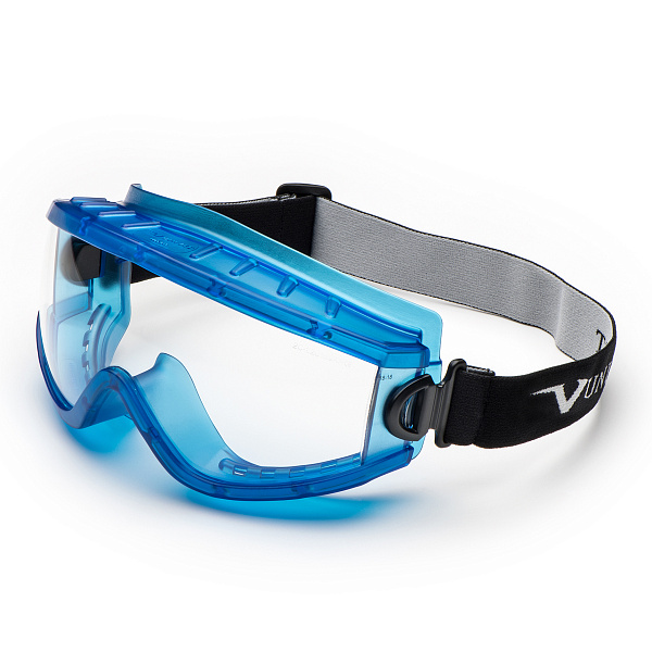 Очки закрытые Univet 619.02.01.00, прозрачная линза, непрям. вент, (РС), ПВХ обтюр, KN