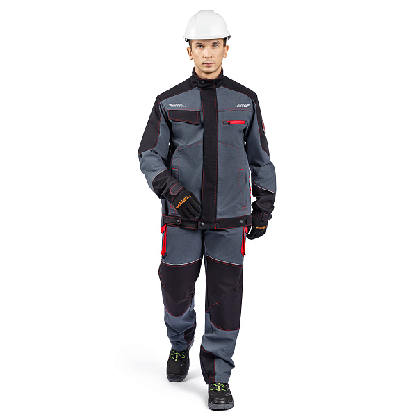 Куртка РЕЙН, т-серый/черный/красный, тк.смесовая, муж.