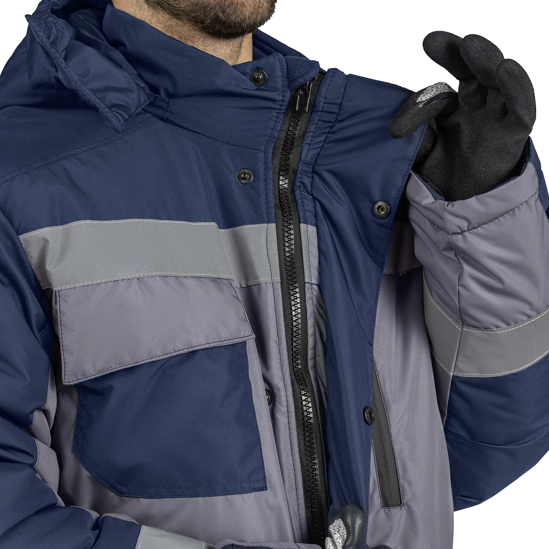 Куртка ФРЕЙЗЕР утеплен. Тн 3.4 (IV и «особый» кл. пояс), т-синий/серый, муж.