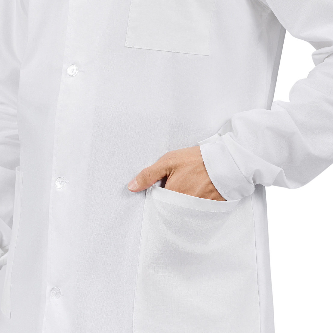 Халат рабочий для защиты от ОПЗ и МВ (ХАЛ-102) 100% хлопок, 142 г/м2, белый, мужской