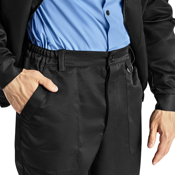 Костюм Охранник летний (куртка/брюки) черный, тк.смесовая, ВО, муж.