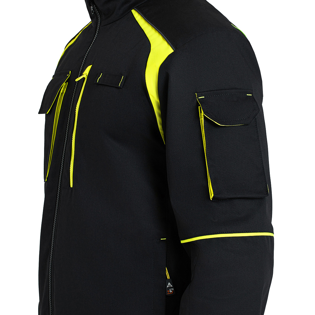 Костюм НАРМАДА (куртка/брюки) черный/лайм, тк.смесовая, муж.