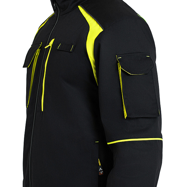 Костюм НАРМАДА (куртка/брюки) черный/лайм, тк.смесовая, муж.