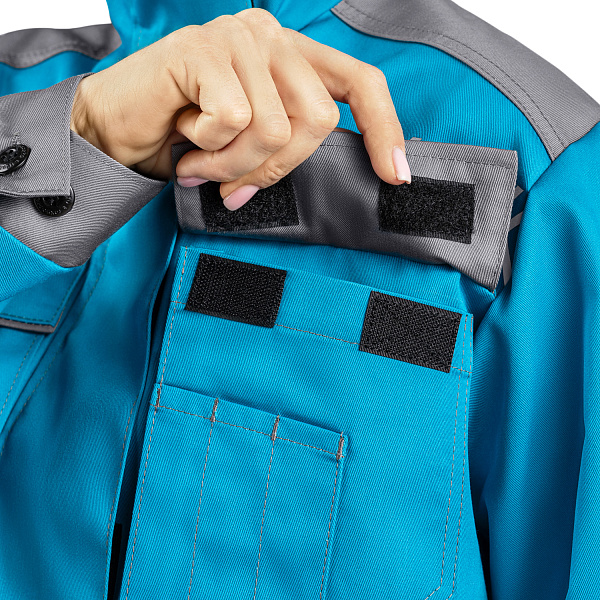 Костюм ЛЕНА (куртка/брюки) бирюза/серый, тк.смесовая, жен.